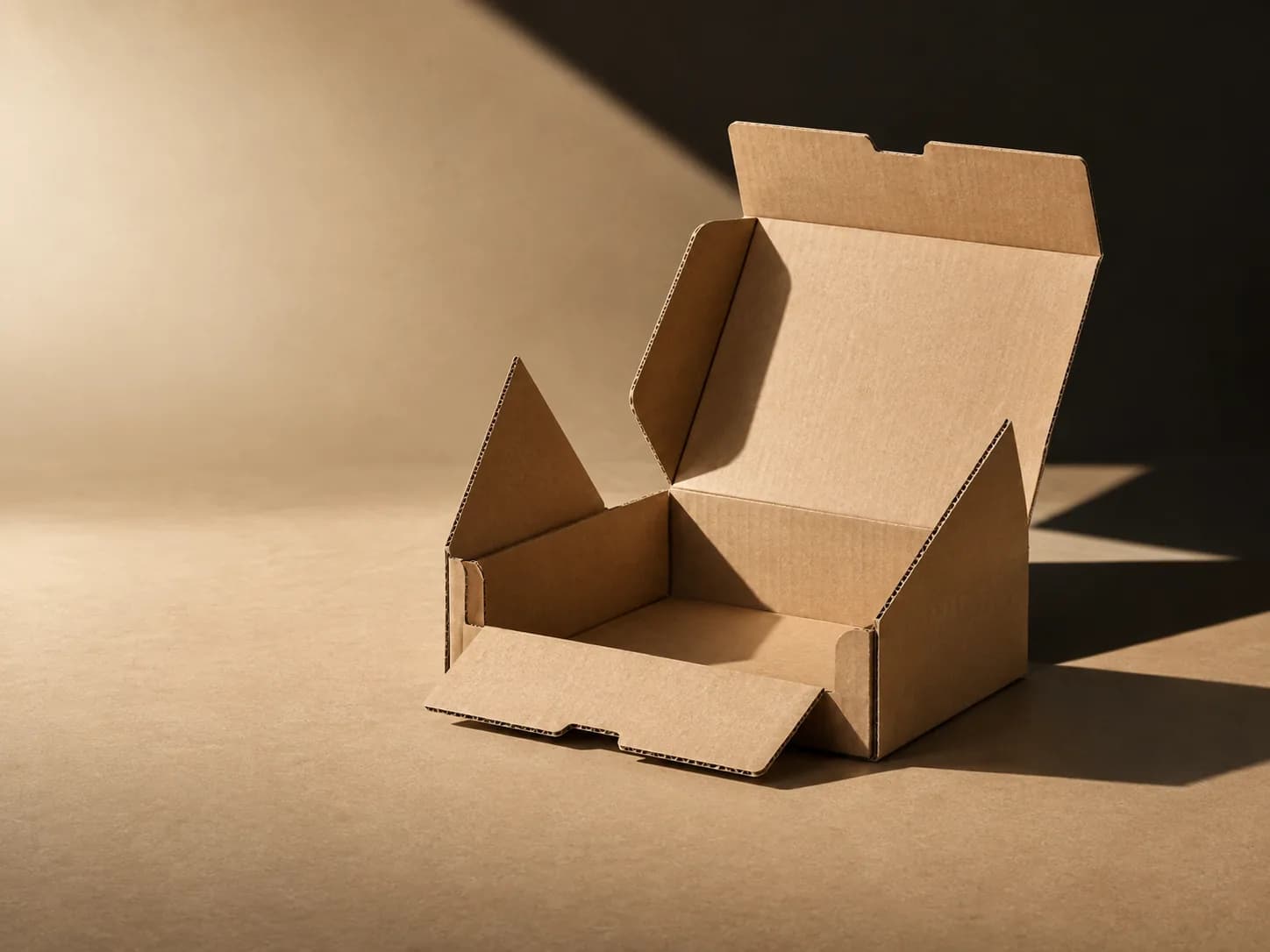 Open custom die-cut corrugated packaging